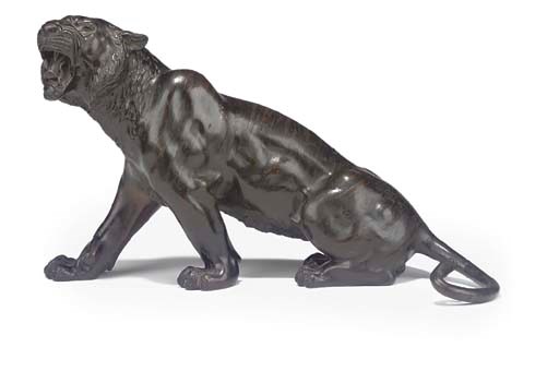 A JAPANESE BRONZE MODEL OF A TIGER