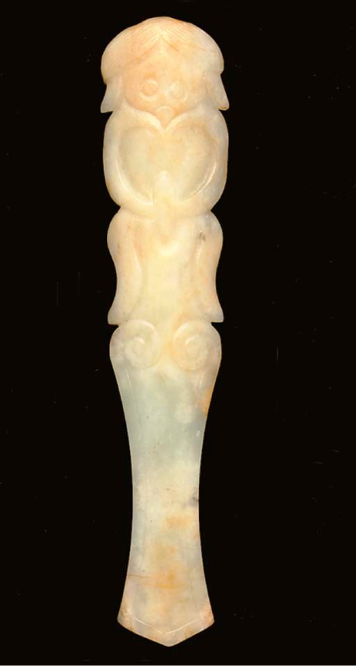 A white and pale russet jade tablet, Song dynasty or later