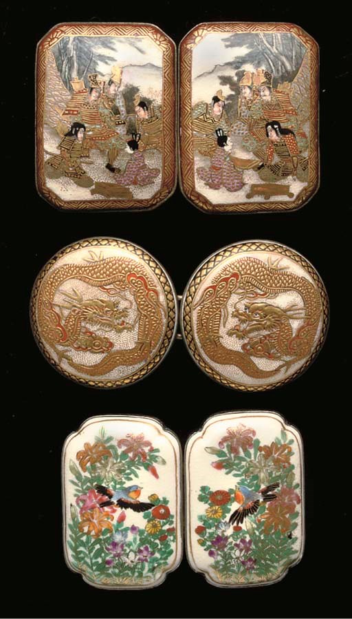 Fifteen Japanese Satsuma twin-section belt buckles, 19th/20th Century