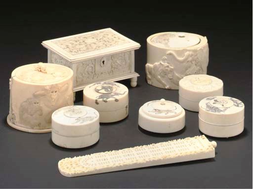 A group of seven Japanese ivory boxes, 19th/20th Century