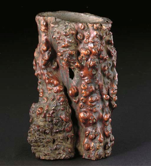 A Chinese cherryroot wood brushpot, 18th Century