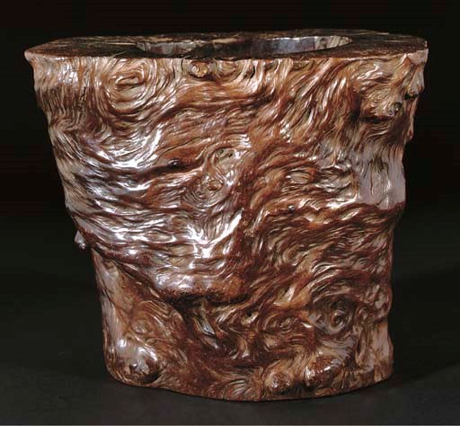 A Chinese gnarled wooden brushpot, 19th Century