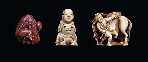 Three ivory netsuke, 19th century