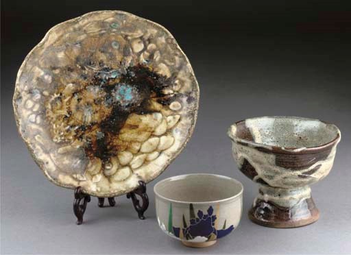 A Japanese Kyushu ware brown glazed pottery stembowl, 19th Century
