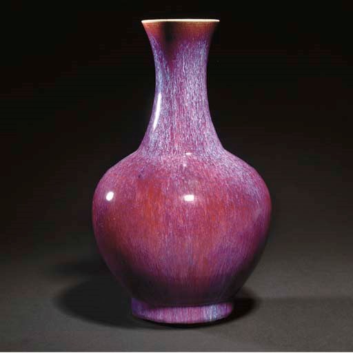 A Chinese flambe glazed vase, 19th century