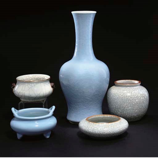A Chinese clair de lune glazed baluster vase, 19th century