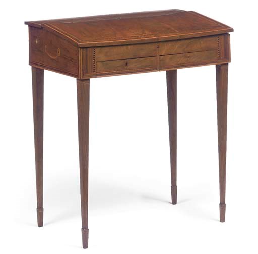 A WALNUT AND MARQUETRY WRITING DESK