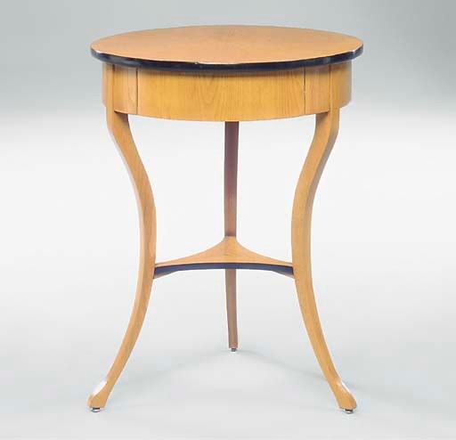 A GERMAN ASH AND EBONISED OCCASIONAL TABLE