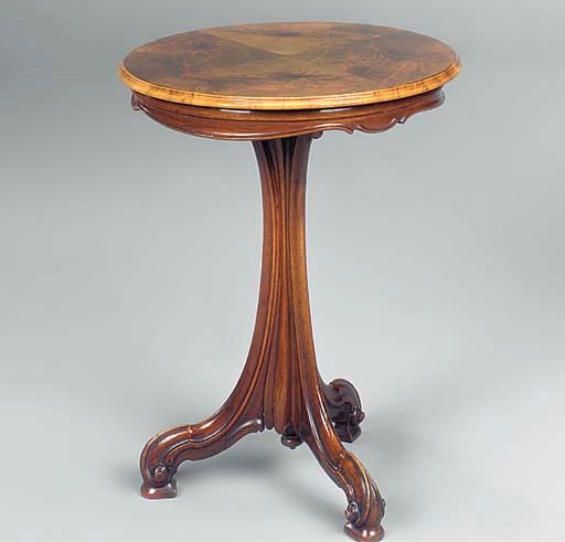 AN AUSTRIAN FIGURED WALNUT SIDE TABLE
