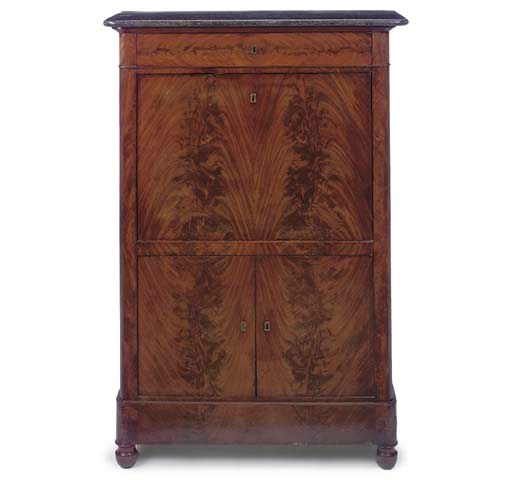 A FRENCH MAHOGANY SECRETAIRE A ABBATANT