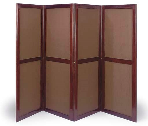 AN EMPIRE MAHOGANY FOUR-FOLD SCREEN