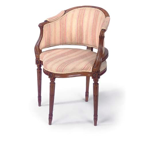 A FRENCH WALNUT FAUTEUIL DE BUREAU