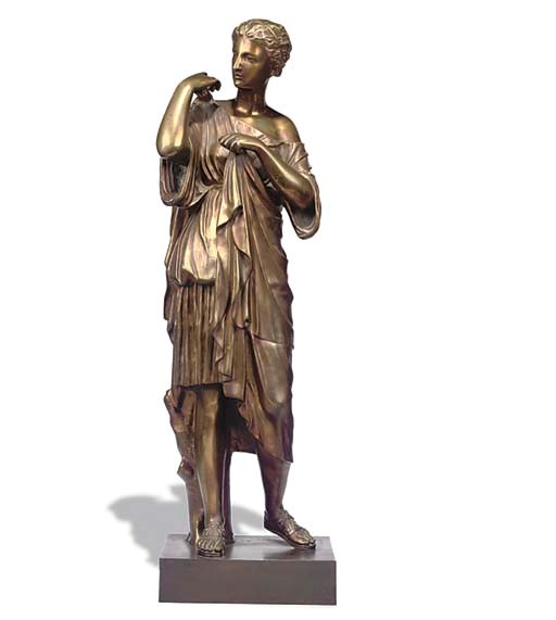 A GILT BRONZE FIGURE OF DIANA DE GABIES