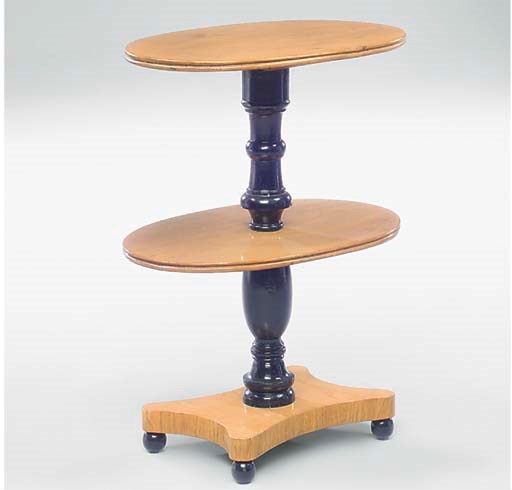A NORTH EUROPEAN ASH AND EBONISED SIDE TABLE