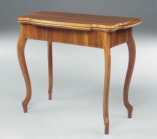 AN AUSTRIAN FIGURED WALNUT CARD TABLE
