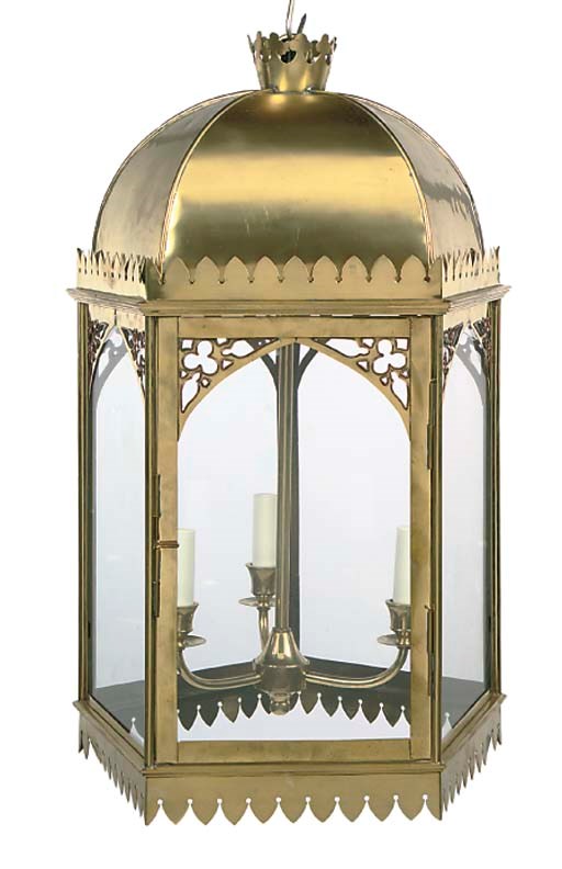 A PAIR OF GILT-BRASS HALL LANTERNS