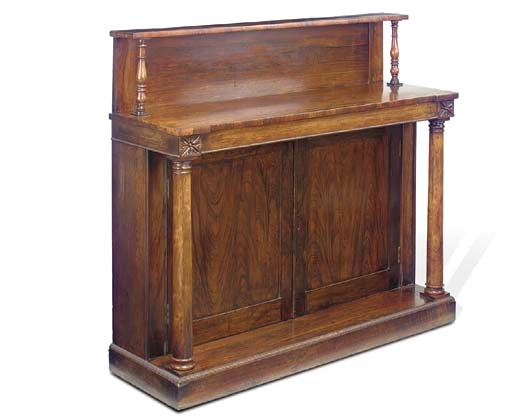 A LATE REGENCY ROSEWOOD AND SIMULATED ROSEWOOD CHIFFONIER