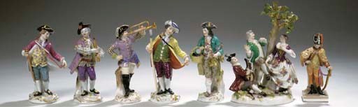 Seven various Meissen porcelain groups