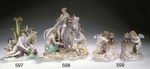 A Meissen porcelain group allegorical of Water from the Four Elements series