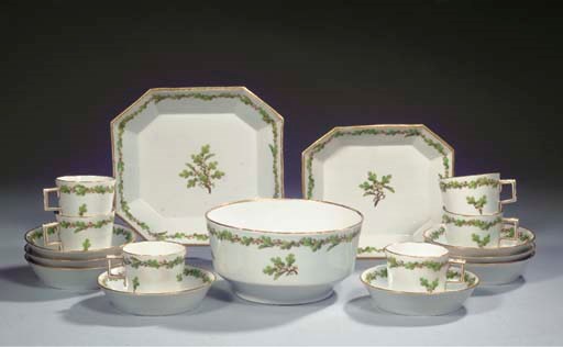 (34) A Fürstenberg porcelain part 'Eichenblatt' coffee service