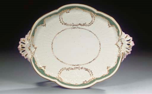 A Berlin KPM porcelain two-handled oval tray