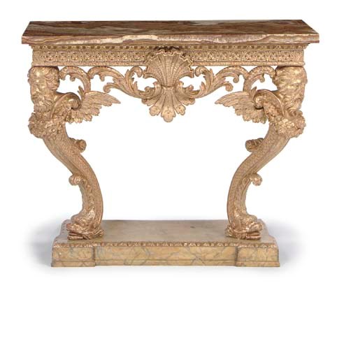 A GEORGE II GILTWOOD PIER TABLE