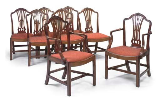 A SET OF EIGHT GEORGE III MAHOGANY DINING-CHAIRS