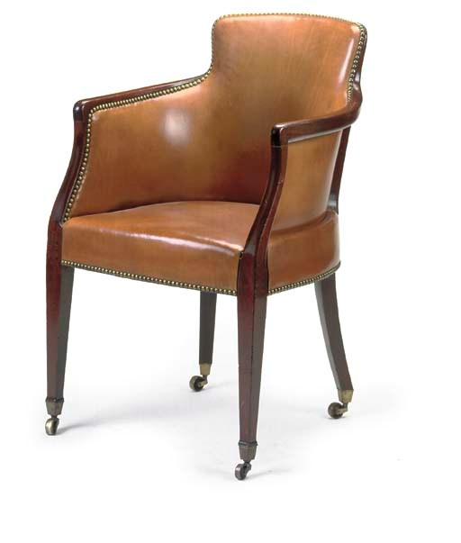 A LATE GEORGE III MAHOGANY TUB BERGERE