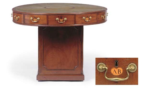 A GEORGE III MAHOGANY LIBRARY RENT TABLE
