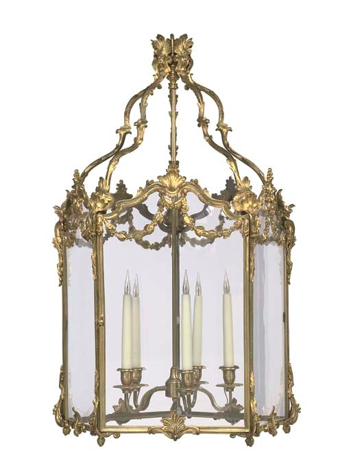A GILT-BRASS PENTAGONAL LANTERN