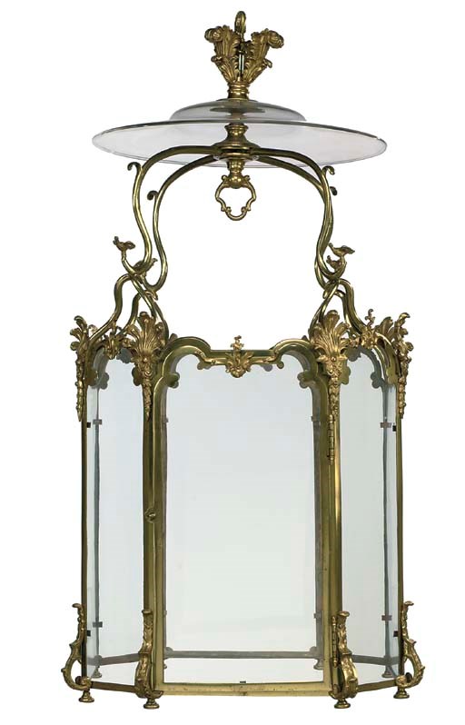 A BRASS HALL LANTERN