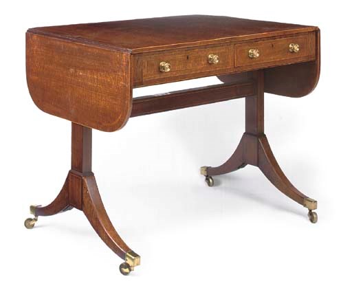 A GEORGE III FIDDELBACK-MAHOGANY SOFA TABLE