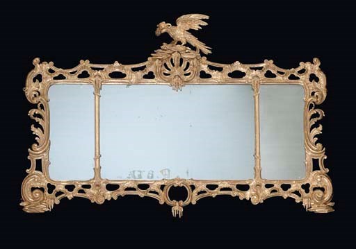 A GILTWOOD OVERMANTEL MIRROR