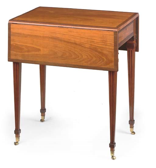 A DUTCH SATINWOOD AND AMARANTH PEMBROKE TABLE