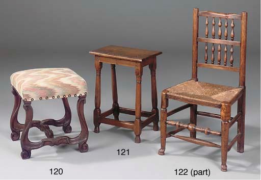 A MATCHED SET OF SIX CHESHIRE  LANCASHIRE SPINDLE BACK CHAIRS