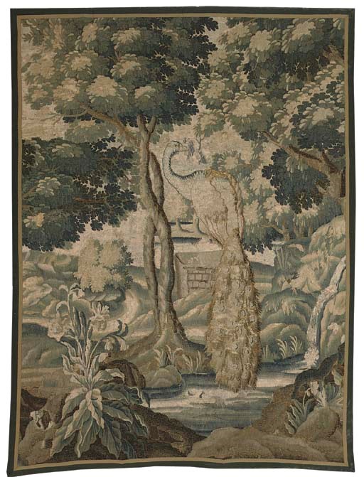 A FLEMISH VERDURE TAPESTRY FRAGMENT