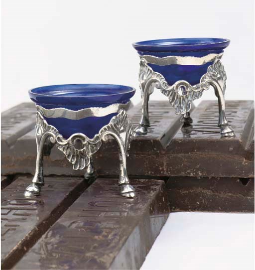 A pair of silver salt-cellars