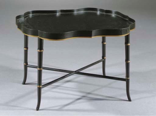 A BLACK AND PARCEL-GILT LOW TABLE