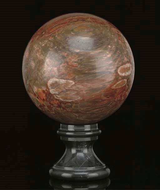 A large and rare petrified Araucarioxylon arizonicum wood sphere,