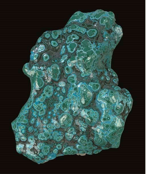 A fine malachite/chrysocolla freeform,