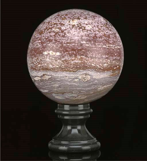 A large purple sea jasper sphere,