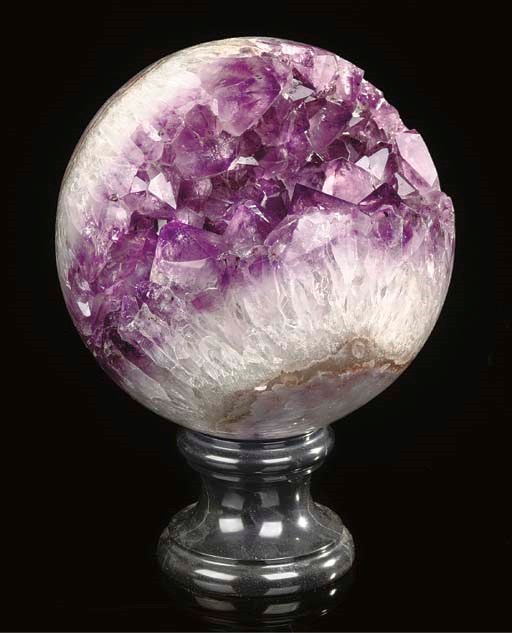 An unusually large agate and amethyst sphere,