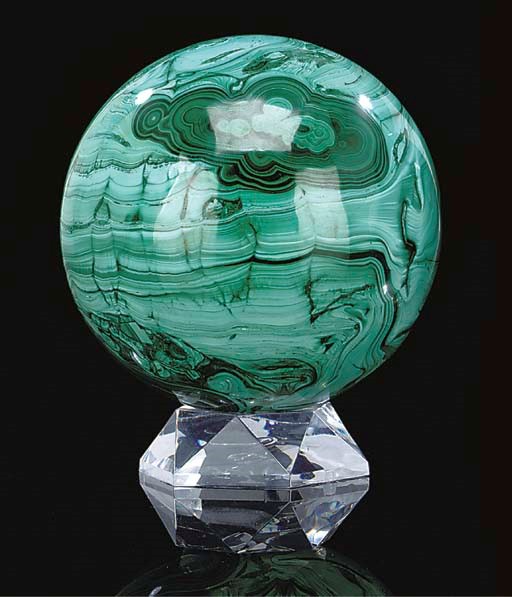 A malachite sphere,