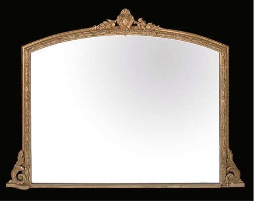 A LATE VICTORIAN GILTWOOD AND GESSO OVERMANTLE MIRROR