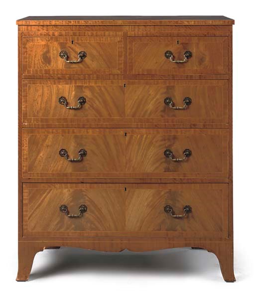 A MAHOGANY AND SATINWOOD CROSSBANDED CHEST