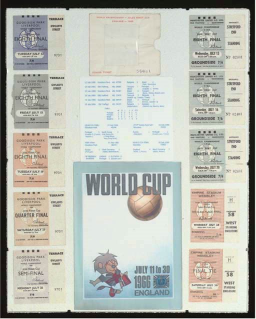 TEN WORLD CUP 1966 TICKET STUBS FOR MATCHES AT GOODISON PARK, OLD TRAFFORD AND WEMBLEY