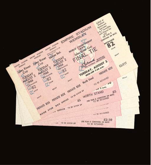 NINE PRINTERS PROOF COPIES OF 1966 WORLD CUP TICKETS