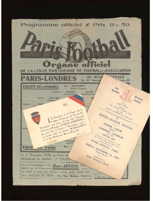 PARIS LEAGUE V. LONDON LEAGUE, INTER-LEAGUE, MATCH PROGRAMME, 1/11/1929