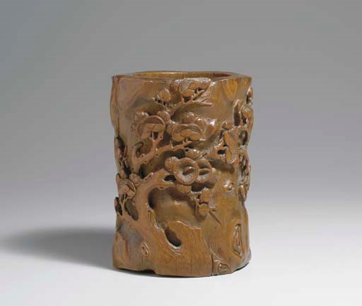 A RARE CARVED BAMBOO BRUSHPOT, BITONG