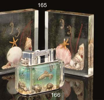A PAIR OF AQUARIUM ORNAMENTS
